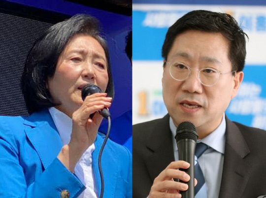 왼쪽부터 문재인 정부 중소벤처기업부 장관을 지낸 박영선 전 더불어민주당 의원, 문재인 전 대통령 최측근으로 알려져온 양정철 전 민주연구원장.<박영선 전 국회의원 페이스북 사진·연합뉴스 사진 갈무리>